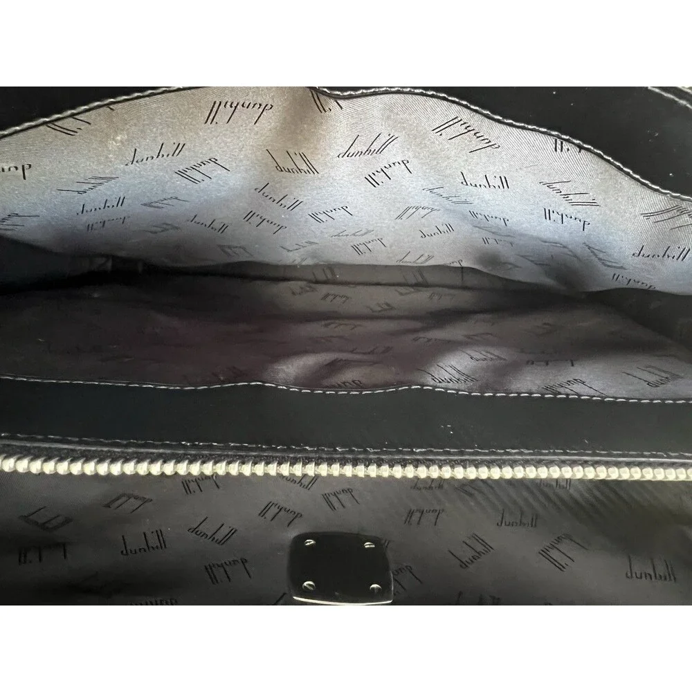 Dunhill Vintage Black Leather & Canvas Expandable Business Briefcase
